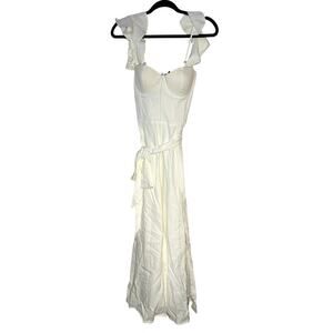 Dress Forum – Eyelet Tiered Midi Dress – White – Small